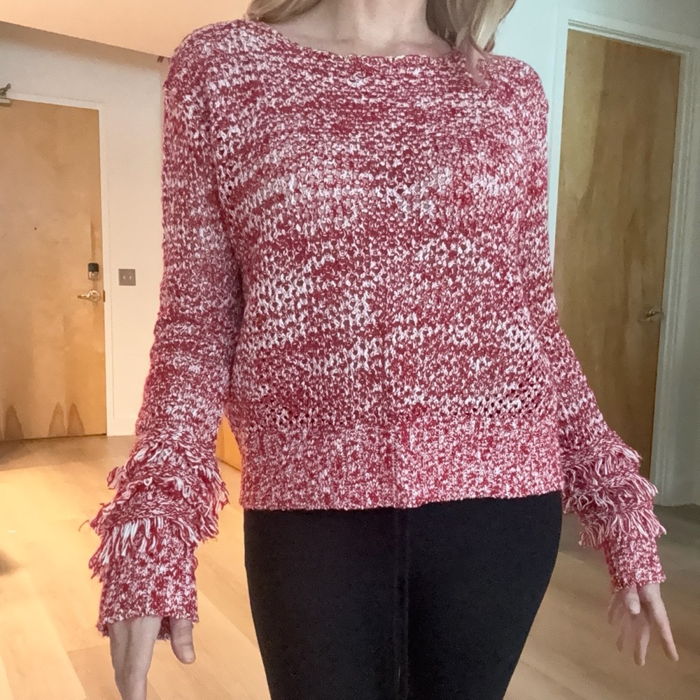 John + Jenn Red and White Knit Sweater